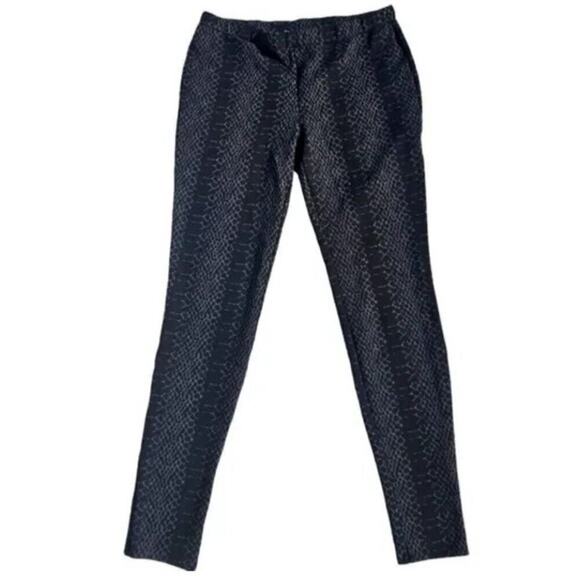 JOIE LEGGINGS STRECH PANTS KEENA BLACK PONTE SNAKESKIN MID RISE TRENDY SZ L - Picture 1 of 14